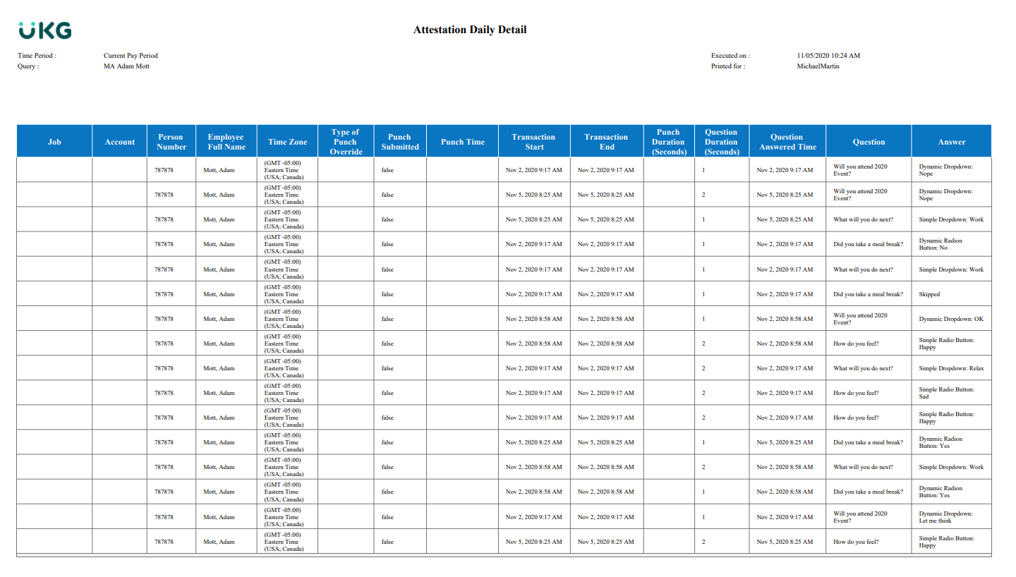 Attestation Daily Detail report